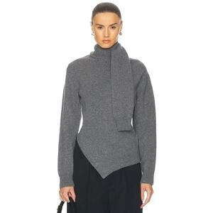 Rohe Gray Twisted Scarf Sweater Gray Wool Cashmere Size 38 EU 6 US